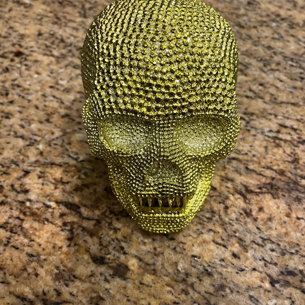 Gold Crystal Skull Figurine